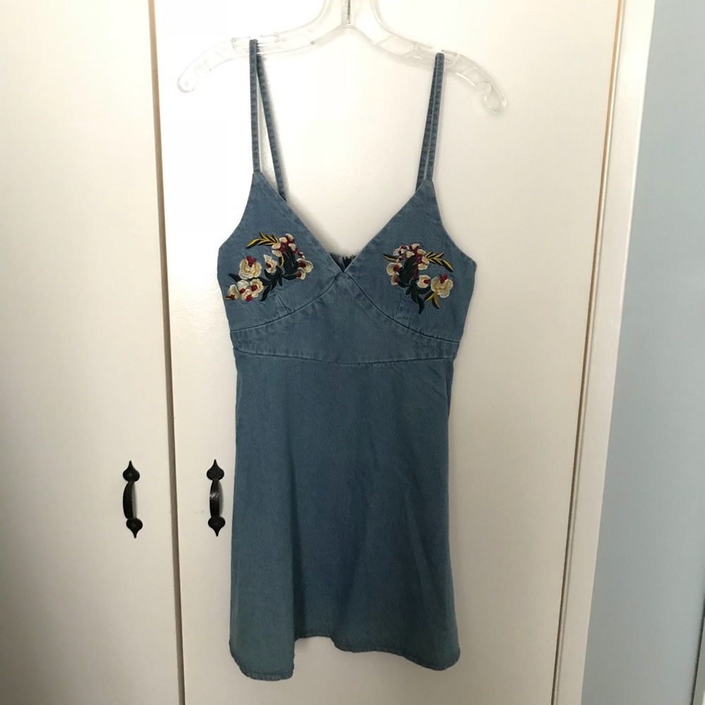 Embroidered denim dress